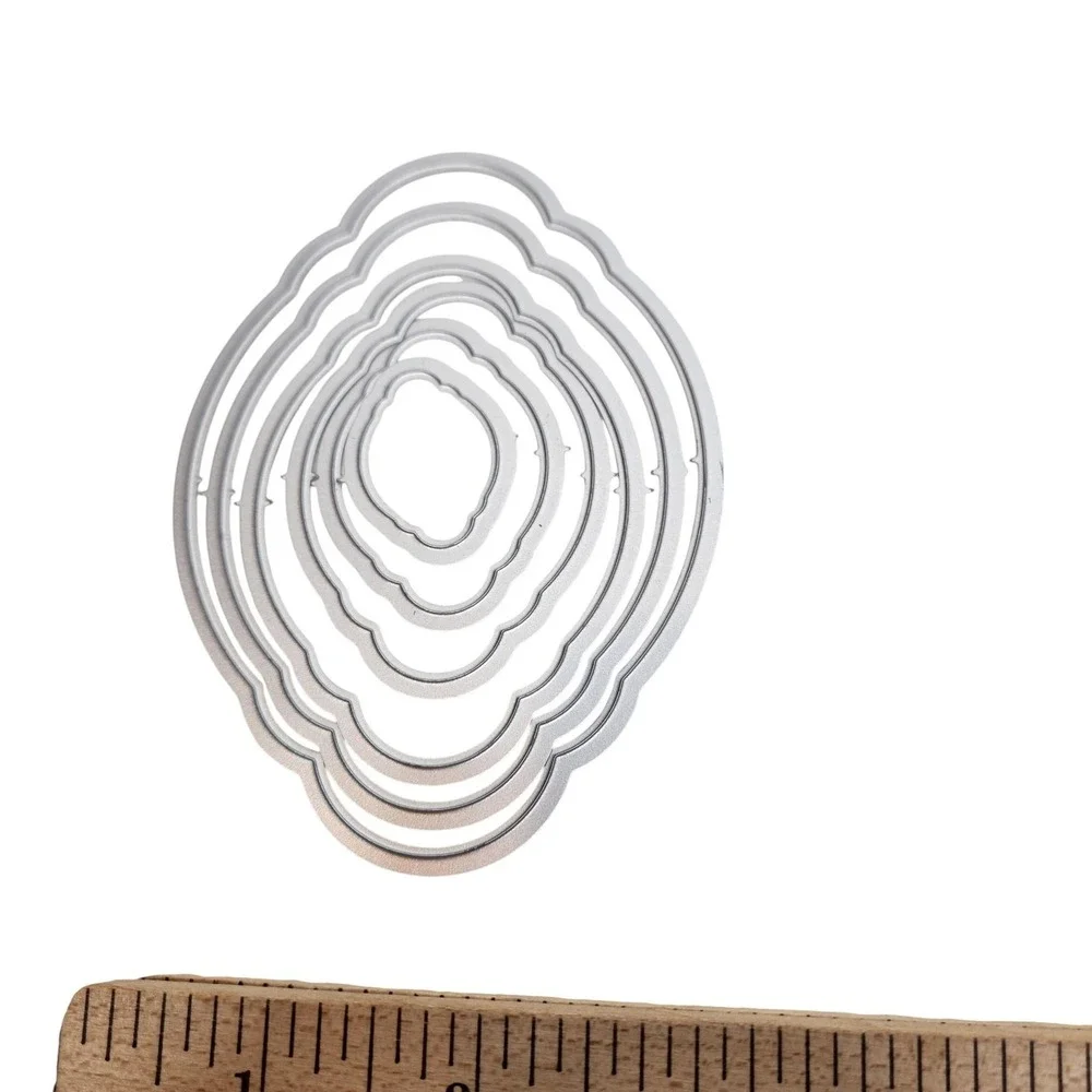 Oval Circle Nesting Cutting Dies Lot Silver Metal Scrapbook Cardmaking Frames